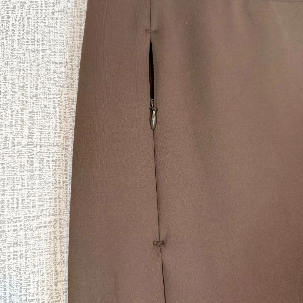 NWT Adidas Women Brown Wide Leg Pant High Rise Zip Pocket KF0794 Sz. Medium Walk